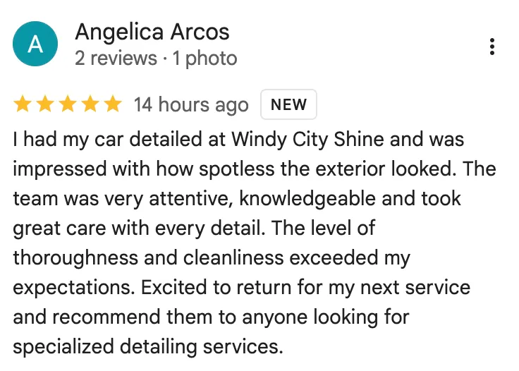 Google review from Angelica Arcos