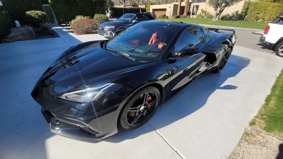 Black sports car detailed by Windy City Shine