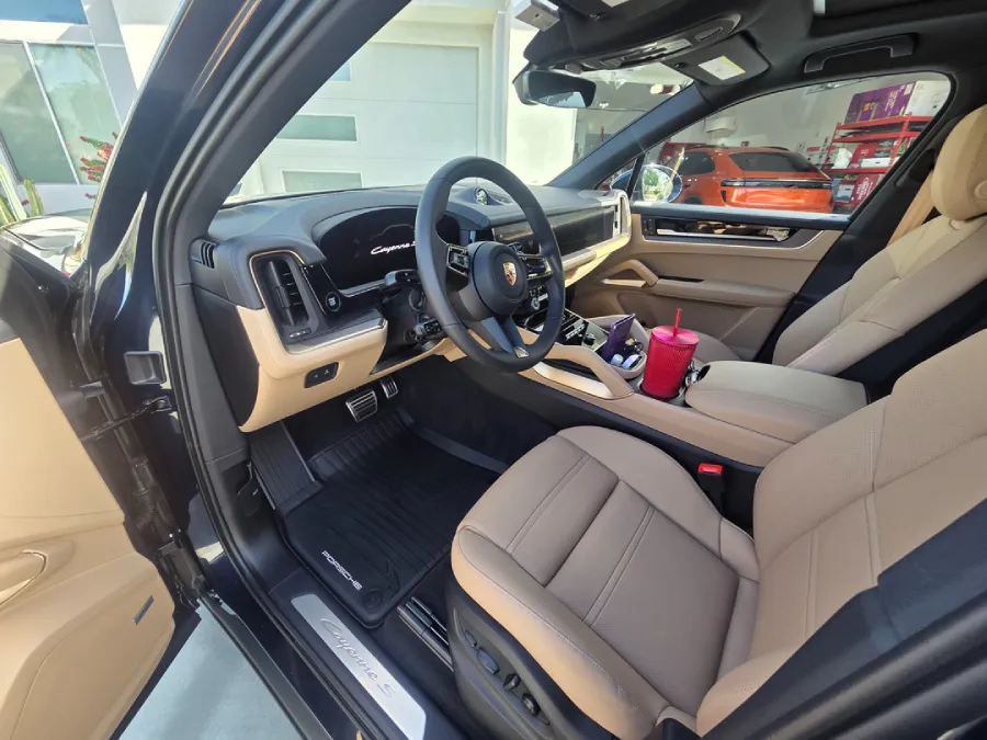Freshly detailed tan Porsche interior